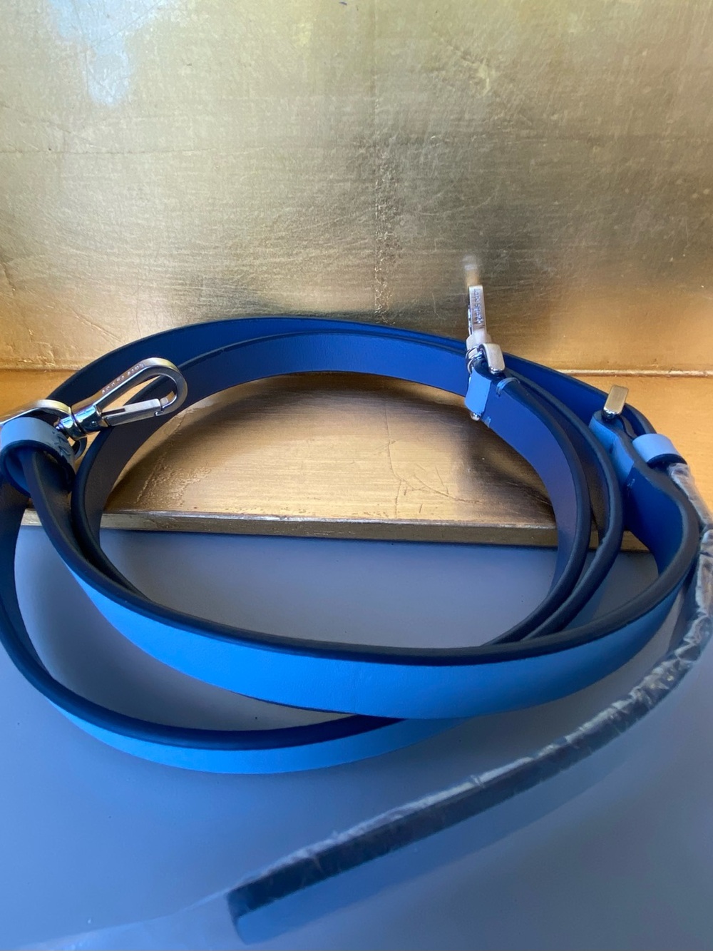 NWOT Kate Spade Adjustable Purse Strap. Lt. Blue w/ Silver Hardware - Picture 3 of 11